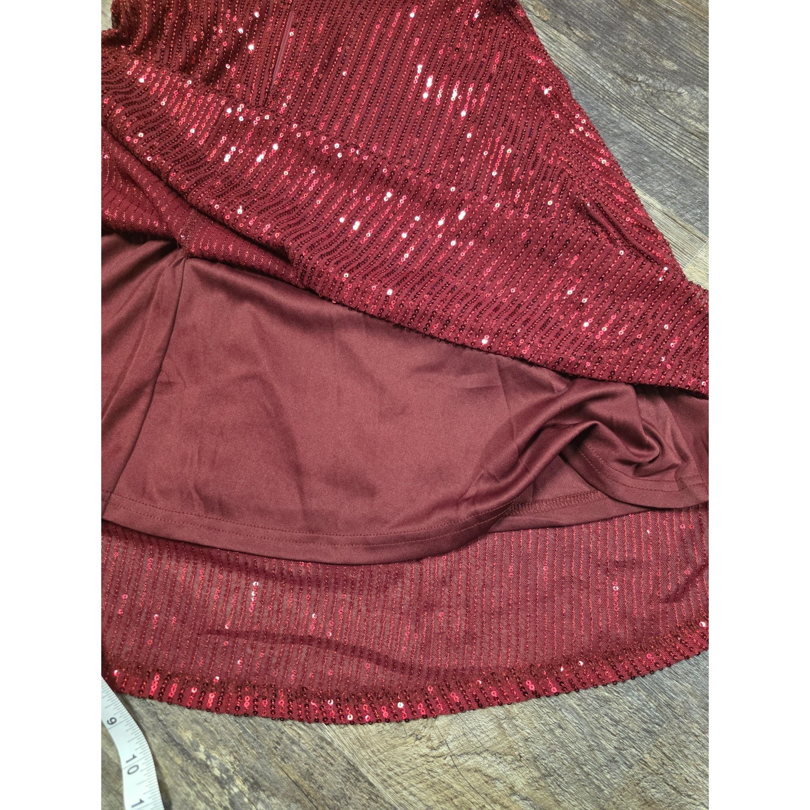 Wedtrend Dress Womens Small Burgundy Red Sequin V-Neck Flutter Sleeve Party Nwt — image 5 of 7